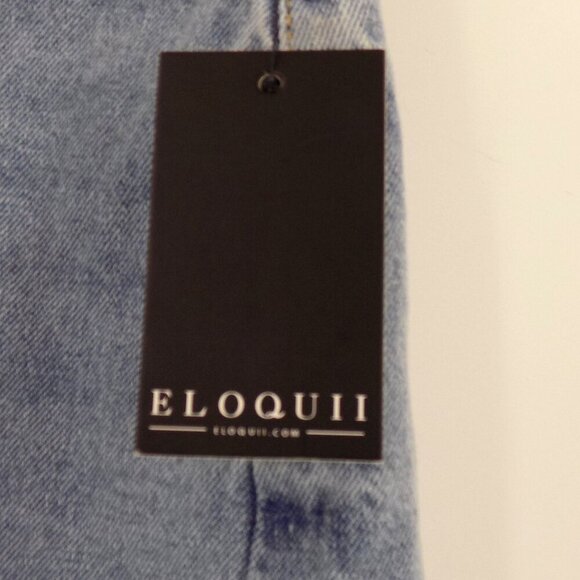 Eloquii Denim High rise Shorts Size 16 Frayed hem Light wash - Picture 4 of 5